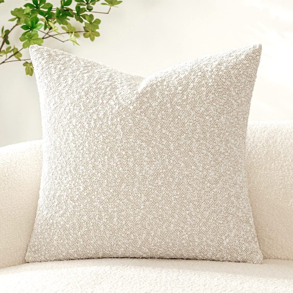 1238 Pack of 1 Decorative Boucle Throw Pillow Covers Textured Square